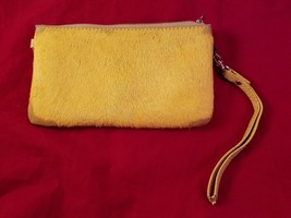 Monserat De Lucca Yellow Calf Leather Hide Wristlet Wallet - £15.63 GBP