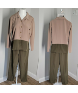 Darian Classy Button Up Top &amp; Pants 2 Piece Outfit Set ~ Sz 8 ~ Beige &amp; ... - $35.09