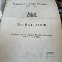 Canadian Expeditionary Force 36TH  Battalion Nominal Roll Officers Non-C... - £74.47 GBP