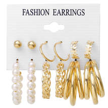 Pearl &amp; 18K Gold-Plated Hoop Earring Set - £11.98 GBP