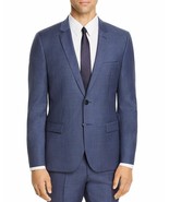 Hugo Boss Arti 193 Sharkskin Wool Extra Slim Fit Suit Jacket in Med Blue... - $233.22 CAD