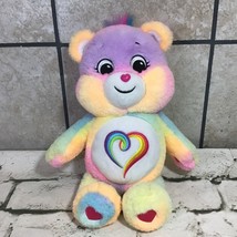 Care Bears Togetherness Bear Plush Teddy Rainbow Heart Embroidered Eyes ... - $13.85