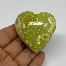 90.4g, 2&quot;x2&quot;x1.1&quot; Green Serpentine Heart Polished Gemstones, B33861 - $19.79