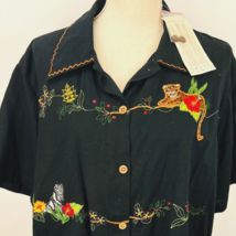Lemon Grass Hawaiian Aloha 20 W Shirt Embroidered Zebra Leopard Giraffe Button - £23.94 GBP