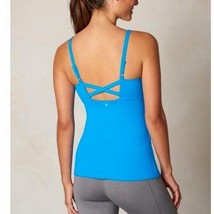 NWT Womens PrAna Yoga Strappy Top Bra New Nixie M Blue Gym Cups UPF Bright Elect - £78.33 GBP