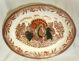 Fred Roberts Turkey Thanksgiving Platter Hand Painted Vintage Ex-Large - £63.06 GBP