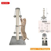 Durable 29'' Natural Sisal Cat Scratcher with Dangling Balls for Large Cats - $38.56