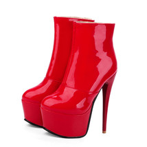 Sexy High Heels Ankle Boots For Women Shoe Fashion Platform PU Leather Short Boo - £78.82 GBP