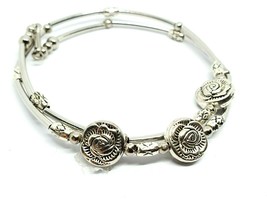 Rose Flower Bracelet Three Roses Memory Chain Boho Jewellery Silver Plt Fashion - £10.90 GBP