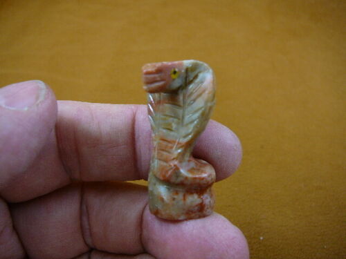 (Y-SNAK-36) little GRAY COBRA Snake gemstone carving soapstone Peru love... - $8.59