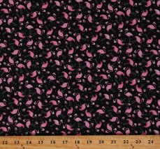 Cotton Pink Flamingos Birds Animals Black Fabric Print by the Yard D686.20 - $13.95