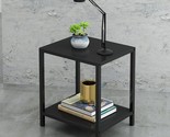 Hafenpo Black Metal Nightstand - 2 Shelf Multipurpose End Table Durable ... - $41.93