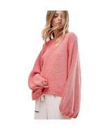 Oneon Pink Hand Knitted Balloon Sleeve Sweater Small New - $93.73