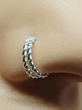 Fake Nose Ring Double Twist Wire Clip On Coil Twin Ring Ear Nose Real 925 Silver - £5.58 GBP