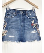 Abercrombie &amp; Fitch Floral Embroidered Distressed  Skirt - Boho Chic siz... - $46.64 CAD
