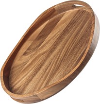 Acacia Wood Serving Tray With Handles - 17&quot;X13&quot; Round,, Candle Display - $44.99