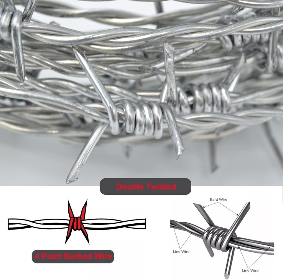 Durable 328 Ft Galvanized Barbed Wire Fence with Gloves - Craft & Security Use Item image 5