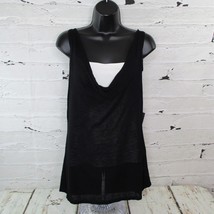 LuLu Womens Size Small (4/6) Relaxed Fit Layered Look Tunic Tank Top Black White - £7.85 GBP