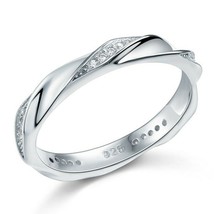 3 mm Twist Eternity Band Solid Sterling 925 Silver Women&#39;s Stacking Promise Ring - £26.05 GBP