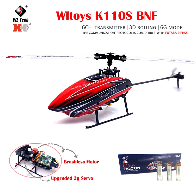 Wltoys XK K110s RC Helicopter BNF 2.4G 6CH 3D 6G System Brushless Motor RC - £151.07 GBP+