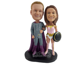 Custom Bobblehead Couple Dressed As The Most Powerful Superheroes - Super Heroes - £119.56 GBP