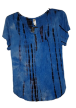 AMCLOS Women&#39;s Tie-Dye Flowy Pleats Short Sleeve Tunic Top - Size: XL - £11.57 GBP