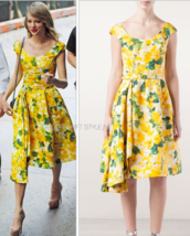 $4,000 Oscar De La Renta Gorgeous Yellow Floral Sash Runw Midi Dress 6 Or 14 Xl - £1,006.38 GBP