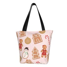 A Pink Christmas Fabric With Gingerbread Men And Snowmen Ladies Casual S... - $24.90