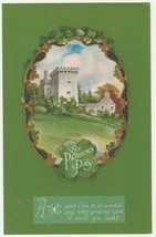 Vintage Postcard St. Patrick&#39;s Day Castle Verse Green Background Unused - £7.11 GBP