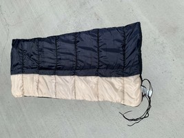 DuPont TWO TONE NAVY BLUE OFF WHITE CREME SLEEPING BAG TAN INTERIOR 71&quot;X32&quot; - £56.48 GBP