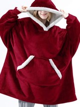 Long Hoodies Winter Blanket With Sleeves Plush Fleece Sweatshirt Ladies Wearable - £157.41 GBP