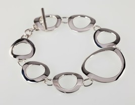 Grand &amp; Petit Argent Sterling Ouvert Bracelet Lien 8.00 &quot; - $3,764.15 MXN