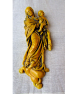 Rare Antique Virgin Mary &amp; Infant Jesus Wax Sculpture Wall Icon - $242.42