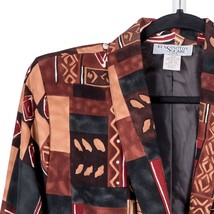 Kensington Square VTG Blazer Jacket S Womens Brown Geometric Floral USA - $23.62