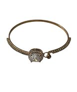 Vintage Rose Gold Tone Crystal Bangle Bracelet Cushion Cut Halo Rhinestone - $36.00