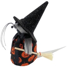 Halloween Mouse Witch With Broom Jack-o-Lantern Print Dress, Handmade Decoration - £7.07 GBP