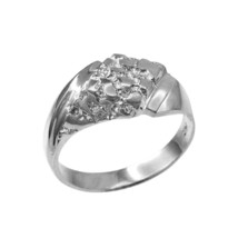 10K Mens White Gold Diamond-shape Nugget Ring - $537.59