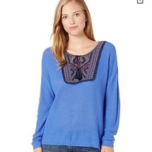 Vintage America Embroidered Sydney Sweater Blue NWT Plus Size 1X - $21.34