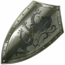 28 &quot; Medievale Funzionale Leone Warrior Templar Shield 18G Acciaio Knight Armor - £70.15 GBP
