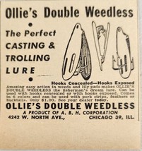 1949 Print Ad Ollie&#39;s Double Weedless Fishing Lures Made in Chicago,Illi... - $8.26