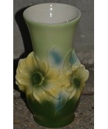 Vintage Royal Copley Green Yellow Sunflower Mid Century Flower Vase w/ C... - £22.40 GBP