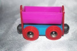 Wooden 1995 Sesame Street Pink &amp; Blue Coal Tender w/ Red Wheels Railway ... - £0.00 GBP