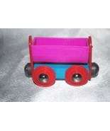 Wooden 1995 Sesame Street Pink &amp; Blue Coal Tender w/ Red Wheels Railway ... - £0.00 GBP