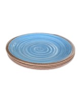 Four (4) Elama ~ BLUE RIPPLED TIDE ~ Melamine ~ Lightweight ~ 10.75"  Plates - $40.00