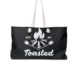 Oversized black white lets get toasted campfire weekender tote bag thumb155 crop