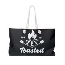 Oversized Black &amp; White Let&#39;s Get Toasted Campfire Weekender Tote Bag - £37.43 GBP