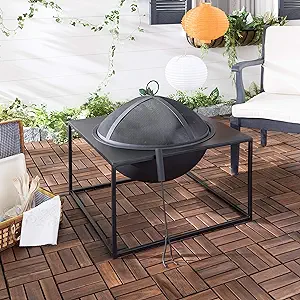 Safavieh PIT2002A Outdoor Collection Leros Black Square Fire Pit - $457.99