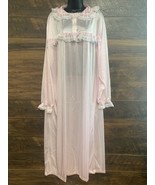 Vermont Country Store Night Gown Womens 1X Pink Nylon Lace Ruffled Cotta... - $84.08 CAD
