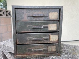 Vintage Green Metal Industrial Utility Cabinet Parts Storage  4 Drawer - 24 Bin - $68.31