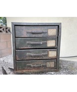 Vintage Green Metal Industrial Utility Cabinet Parts Storage  4 Drawer -... - £53.29 GBP